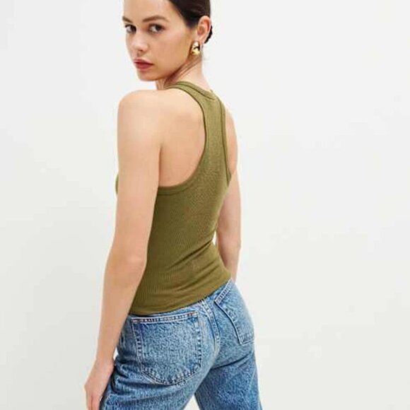 Reformation Eddis Top Olive Green - Picture 2 of 3